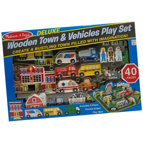 Mlissa & Doug Wooden Town & Vehicles Playset Deluxe