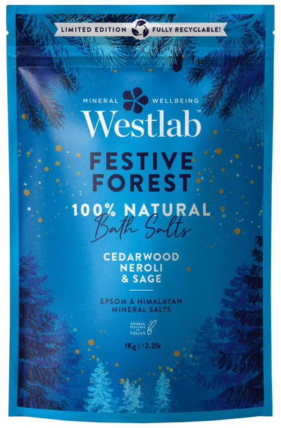 Westlab Festive Forest 100% Natural Bath Salts. Cedarwood Nerol & Sage