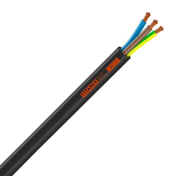 6mm² x 3Core Rubber Cable Nexans H07RN-F Titanex Price per metre