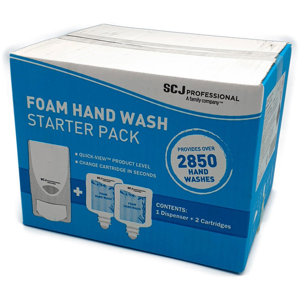 Antibacterial Foam Hand Wash Starter Pack 1 Wall Mount Dispenser + 2 Cartridges 2850 Hand Washes