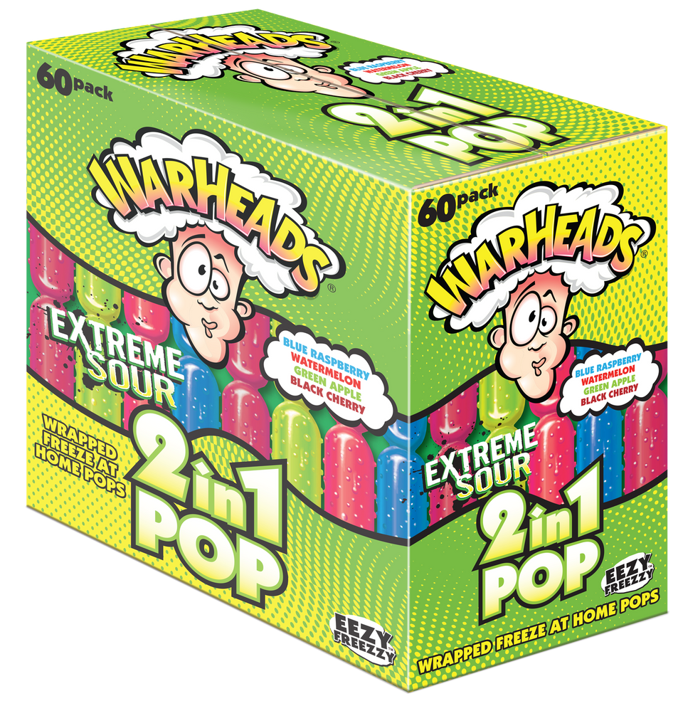 Warheads 2 In 1 Sour Ice Pops Box Of 60 X 75ml In Ice Pops 