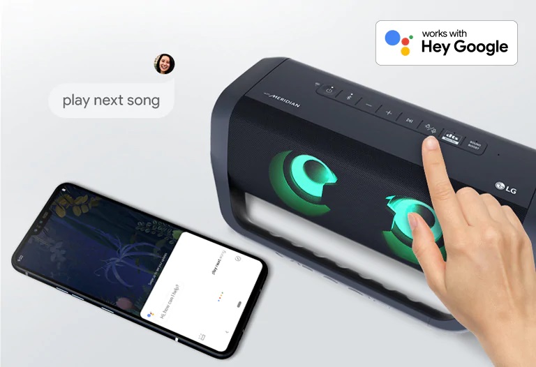 Voice Command Enjoy Music and More Just with Your Voice Press the play button for two seconds, then speak to activate Google Assistant on your Android™ phone or Siri on iOS. You can play music, podcasts and more with a simple voice command.