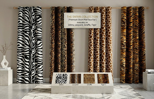 animal print Rod pocket Curtains Set of 2 panels