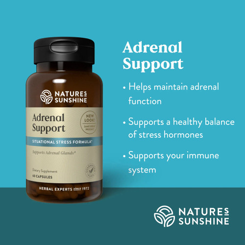 Benefits of Adrenal Support by Natures Sunshine, including immune support and stress relief