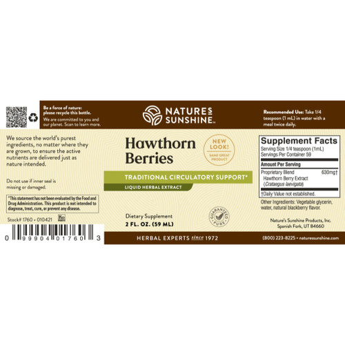 Label image of Nature's Sunshine Hawthorn Berries