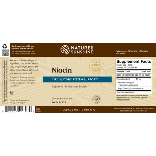 Natures Sunshine Niacin label image