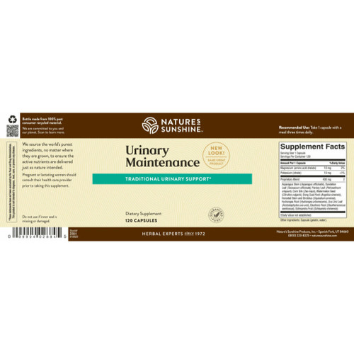 Natures Sunshine Urinary Maintenance label image