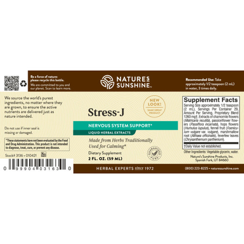 Natures Sunshine Stress-J liquid label image