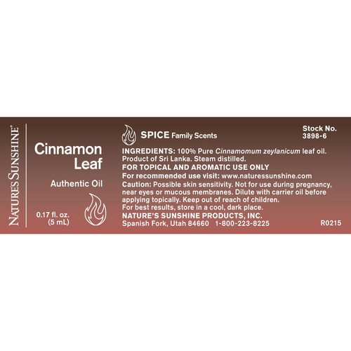 Nature's Sunshine Cinnamon Leaf essential oil label image