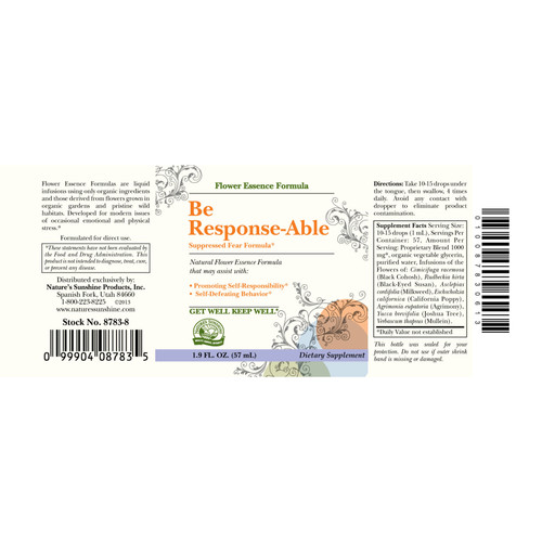 Label for Natures Sunshine Be Response-Able