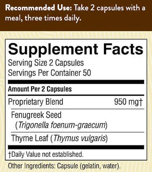 Nature's Sunshine Fenugreek & Thyme Product Information Order Natures