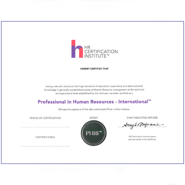 PHRi® Paper Certificate Product Image