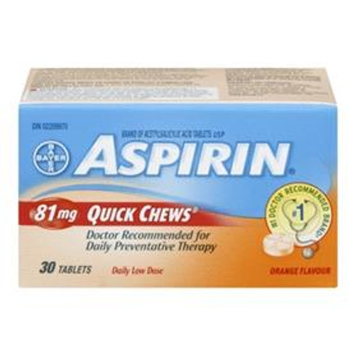 ASPIRIN 81MG QUICK CHEW ORANGE 30 TB
