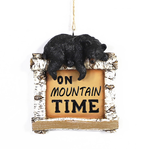 On Mountain Time Bear Resin Christmas Ornament