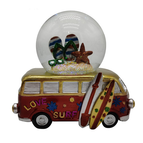 Red Surf Bus Water Globe