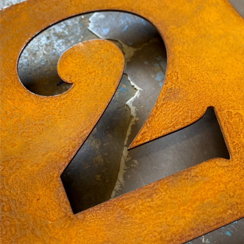 Corten Steel House Number Sign