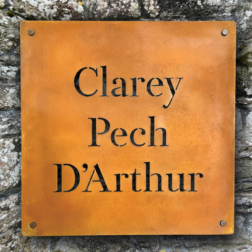 Square Corten Steel House Sign