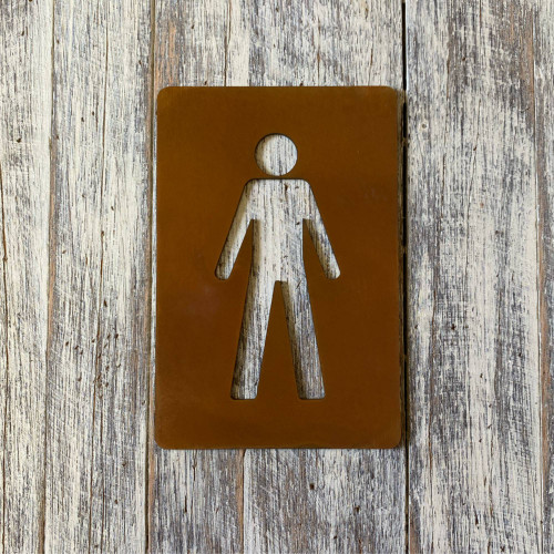 Corten steel Gents toilet sign