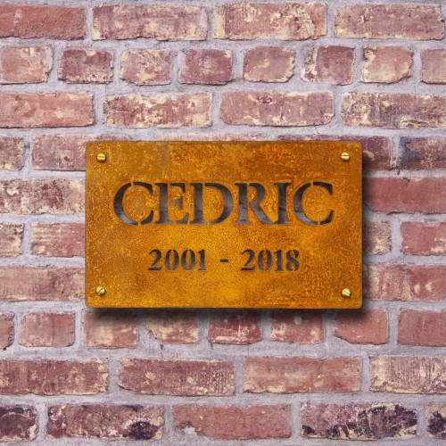 Corten steel pet memorial plaque - Rusty steel pet name sign