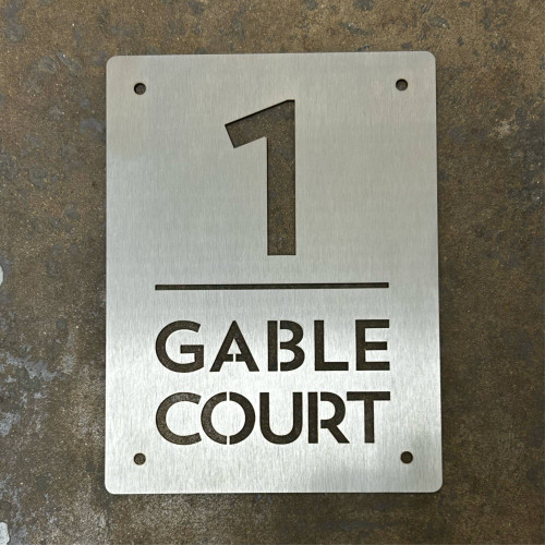 Stainless steel house name and number sign