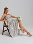 Vestido Midi Floral Azul y Marfil