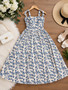 Vestido Midi Floral Azul y Marfil
