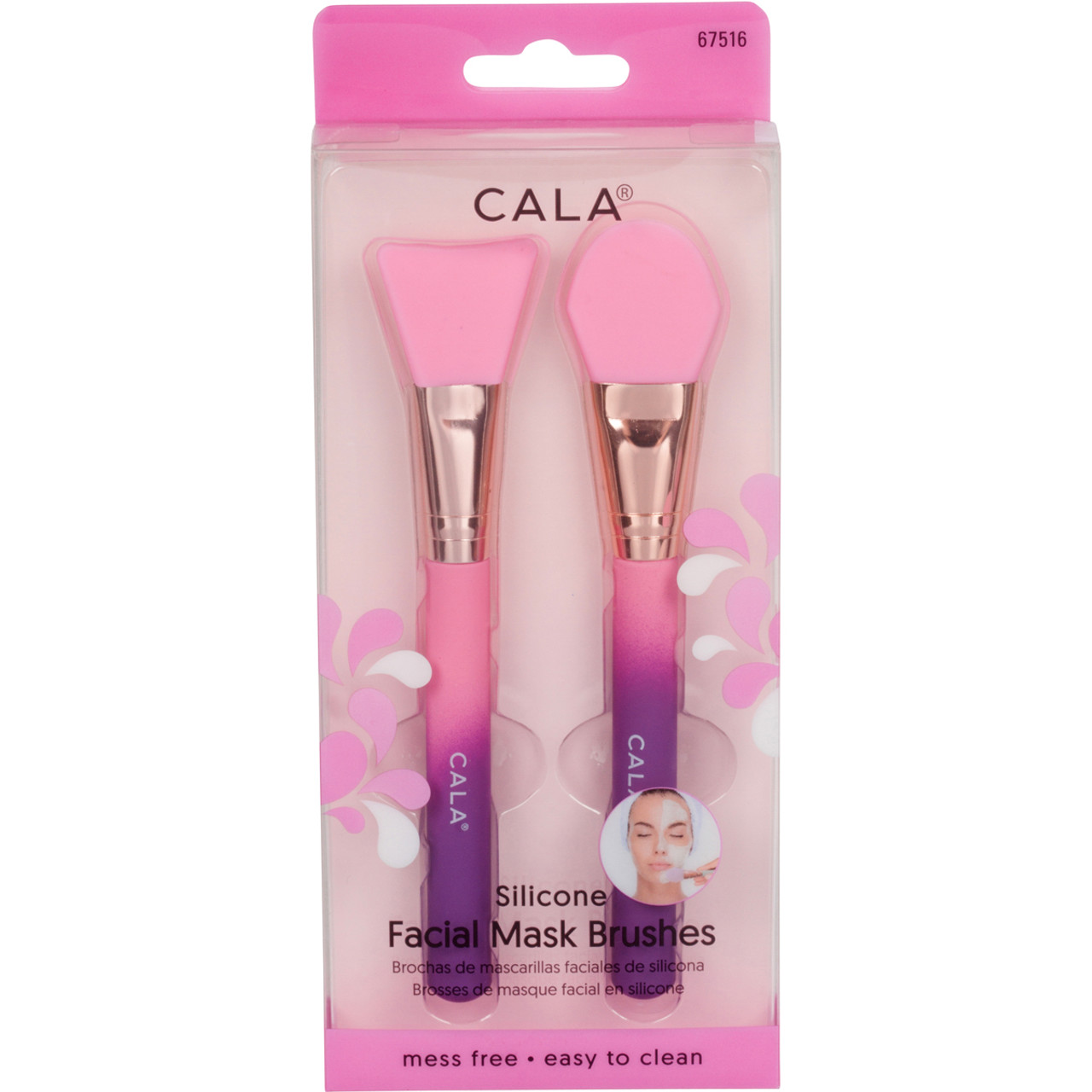 SILICONE FACIAL MASK BRUSH: PINK (2PC)
