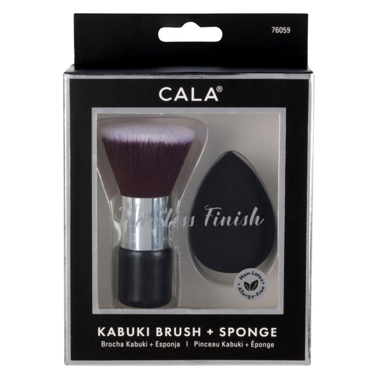 CALA Products  Kabuki Brush + Sponge Set (Black)