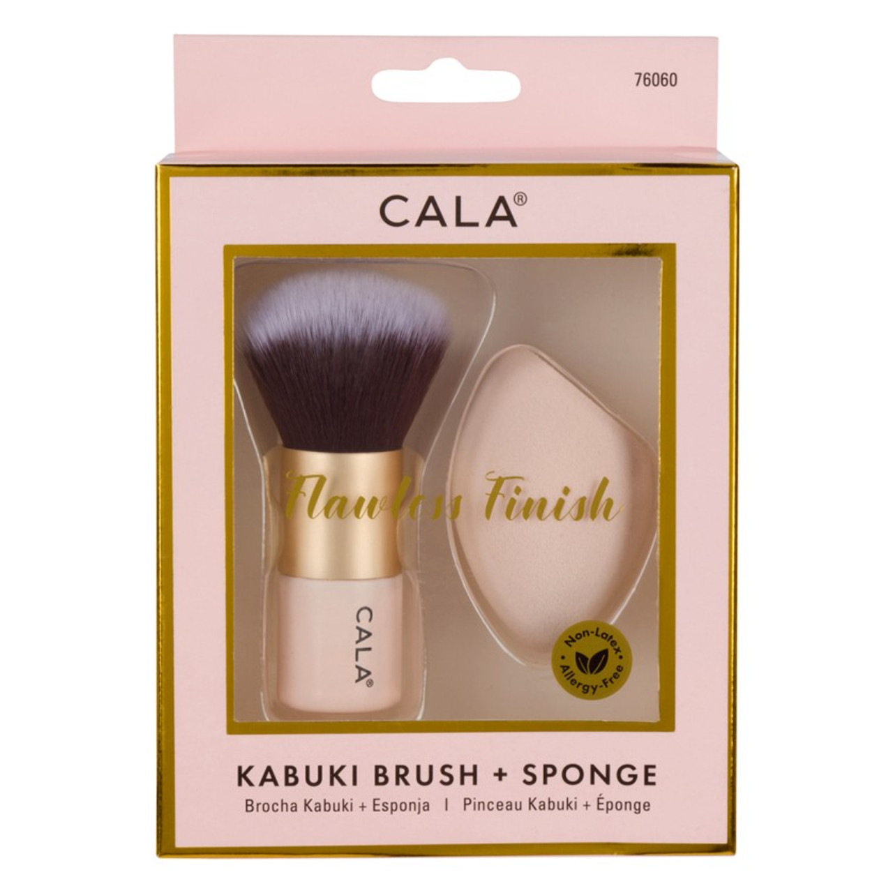 CALA Products  Kabuki Brush + Sponge Set (Pink)