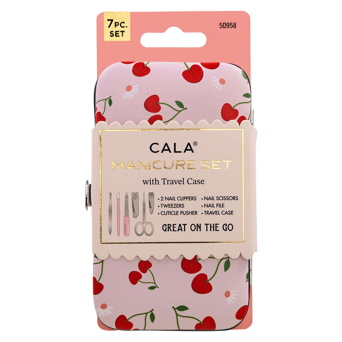 CALA Product | Manicure Set w/ Travel Case (Cherry Printed)