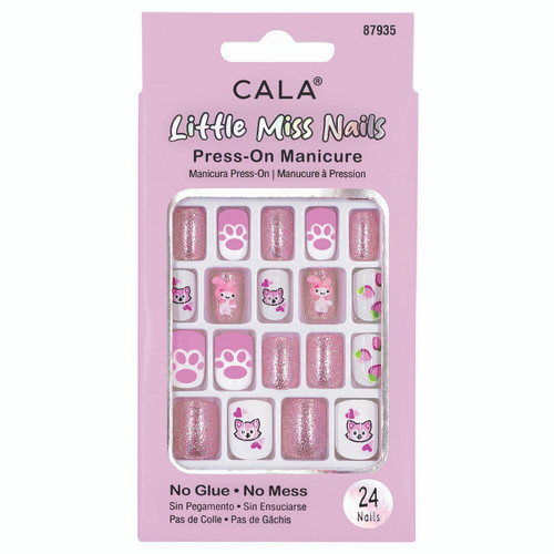 Glittery Pink & Pow Print Press-On Nails
