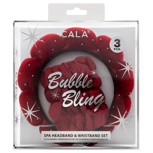 Red headband and plush wristband set