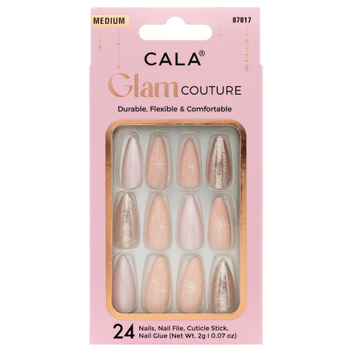 Medium Almond Shape Glitter Stars Press-On Nails