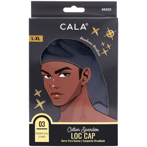 Cotton Spandex Men's Loc Cap for Hair in color navy blue.