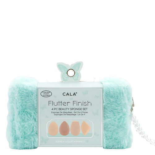 Four-piece blending sponge set with travel pouch.