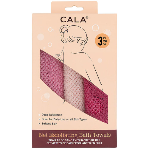 Net Exfoliating Bath Towels Three-Piece Set (Pink)
