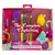 colorful nine piece makeup brush set with sponge.