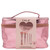 5-piece makeup brush set with metallic pink makeup bag.