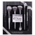 Chrome Couture five-piece makeup brush set with silver handles.