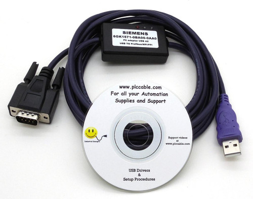 PLC Cables, Inc Siemens PLC S7 USB to MPI ProfiBus DP PPI 32 64 bit 6GK1571-0BA00-0AA0 PLC Cables, Inc Siemens PLC S7 USB to MPI ProfiBus DP PPI 32 64 bit 6GK1571-0BA00-0AA0