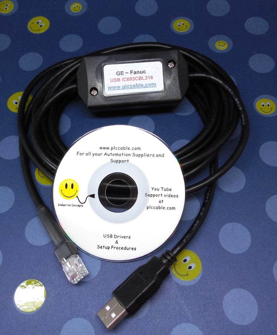 GE Fanuc USB/SNP PLC Cable IC693CBL316 Station Manager
