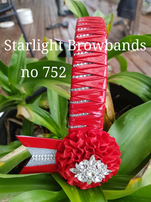752 W RED PATENT DIAMANTE WIDE BROWBAND 