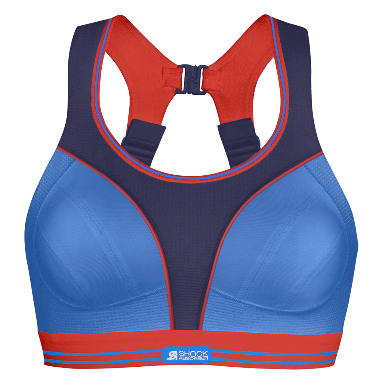 Shock Absorber Womens Active Zipped High Impact Plunge Bra Blue Sports  Running