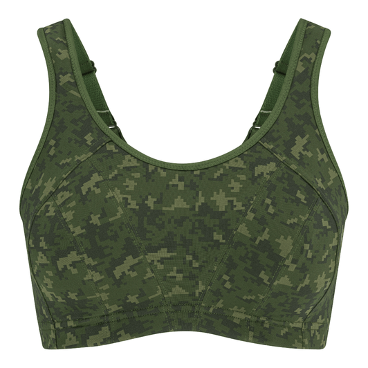 Multi Sports Support Bra - Bronze Green Print