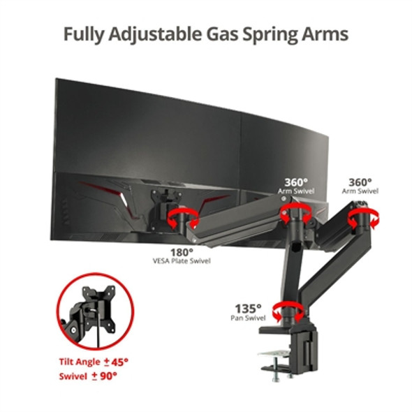 Dual Gas Spring Desk Mount 35