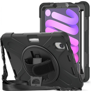 StylePro Shockproof Rugged Case with strap and stand for iPad Mini 6/7 - Black StylePro Shockproof Rugged Case with strap and stand for iPad Mini 6/7 - Black