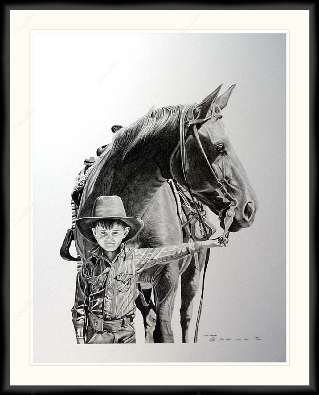 Big Horse, Little Man 1079812 - Moulding MS7300K   3/4" Black Cube Mat Essentials White Core Polar White Mat 2 Essentials White Core Polar White Regular Glass Glass Manila Board (Max 32x40) Back 