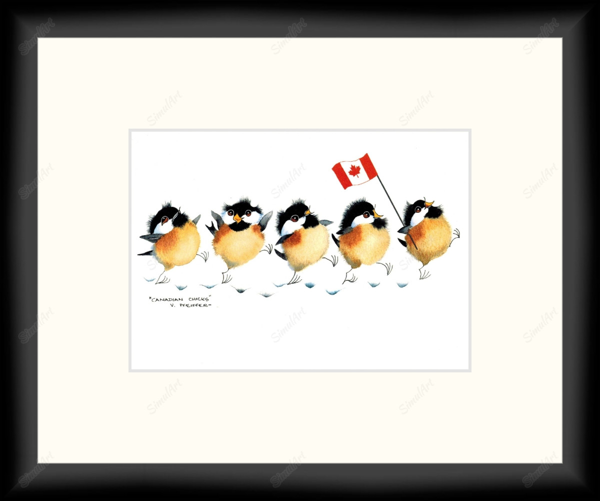 Canadian Chicks 1081031 - Moulding MS7300K   3/4" Black Cube Mat Essentials White Core Polar White Regular Glass Glass Manila Board (Max 32x40) Back 