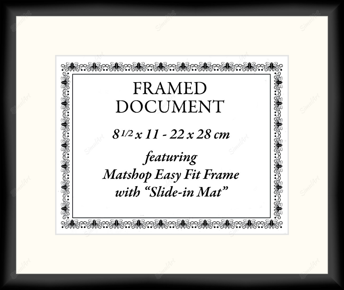 Blank Certificate for fit 1081224 - Moulding MS7300K   3/4" Black Cube Mat Essentials White Core Polar White Regular Glass Glass Manila Board (Max 32x40) Back 