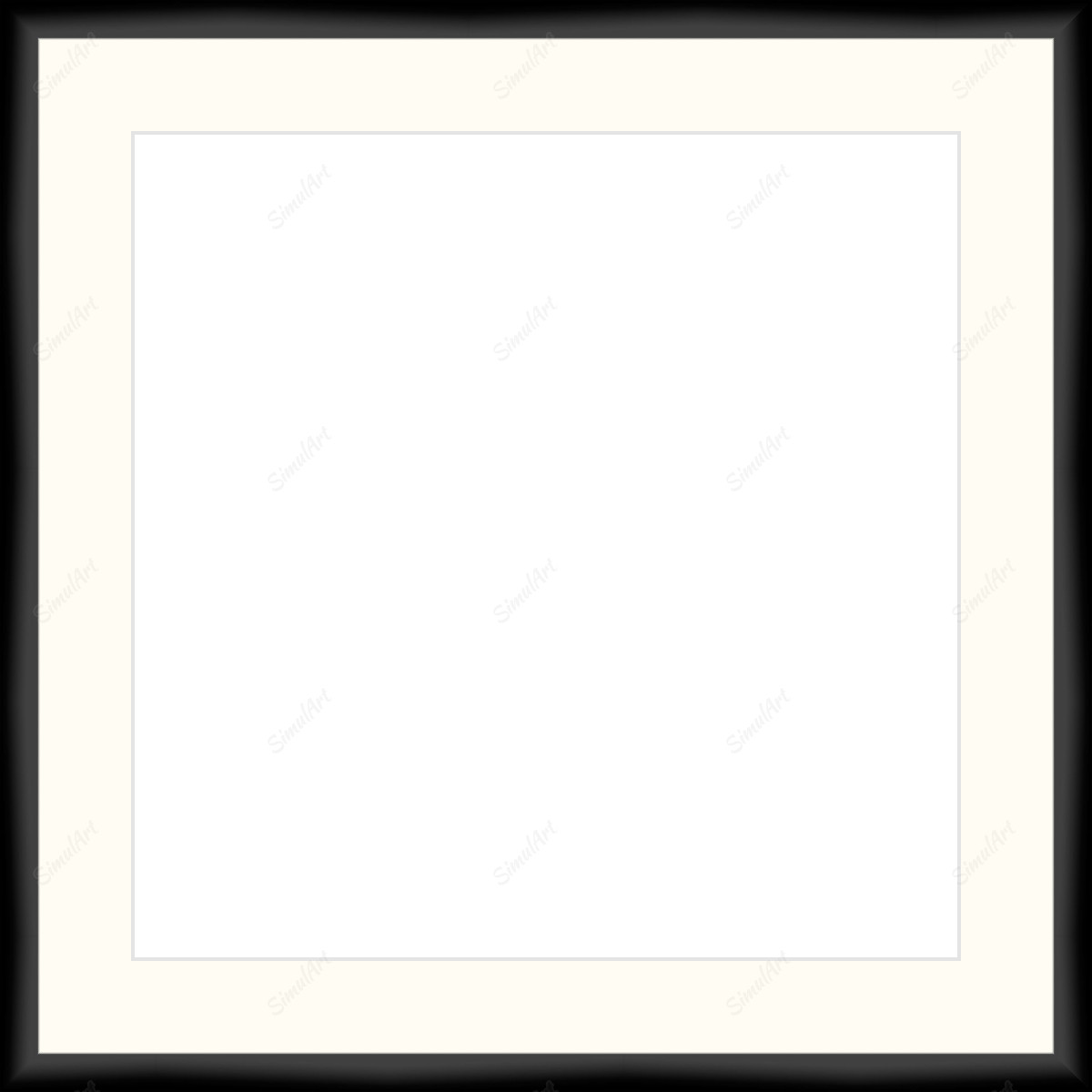 Empty frame for paper item 1082765 - Moulding MS7300K   3/4" Black Cube Mat Essentials White Core Polar White Regular Glass Glass Manila Board (Max 32x40) Back 